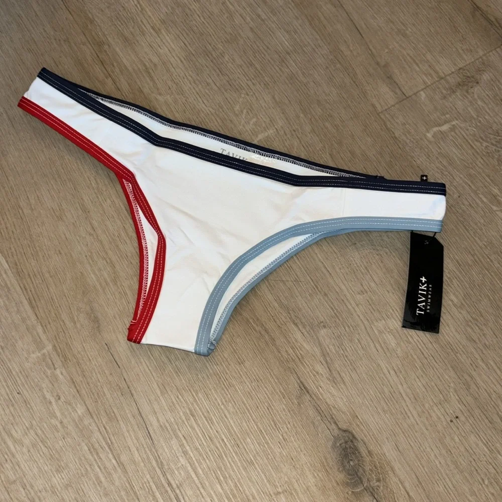 🇺🇸☀️tavik Jayden Americana Womens White New Colorblock Moderate bottom - Picture 3 of 5